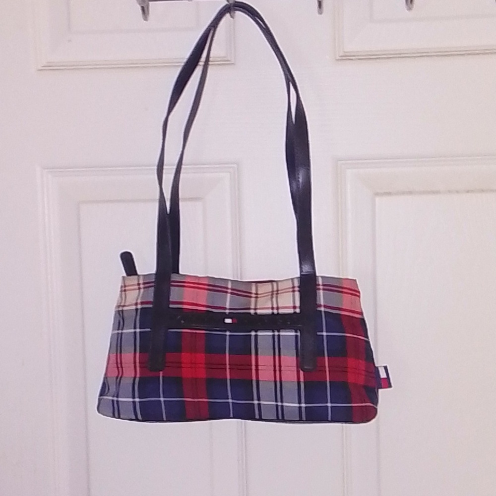 Tommy Hilfiger Plaid Women's Bag with Black Straps